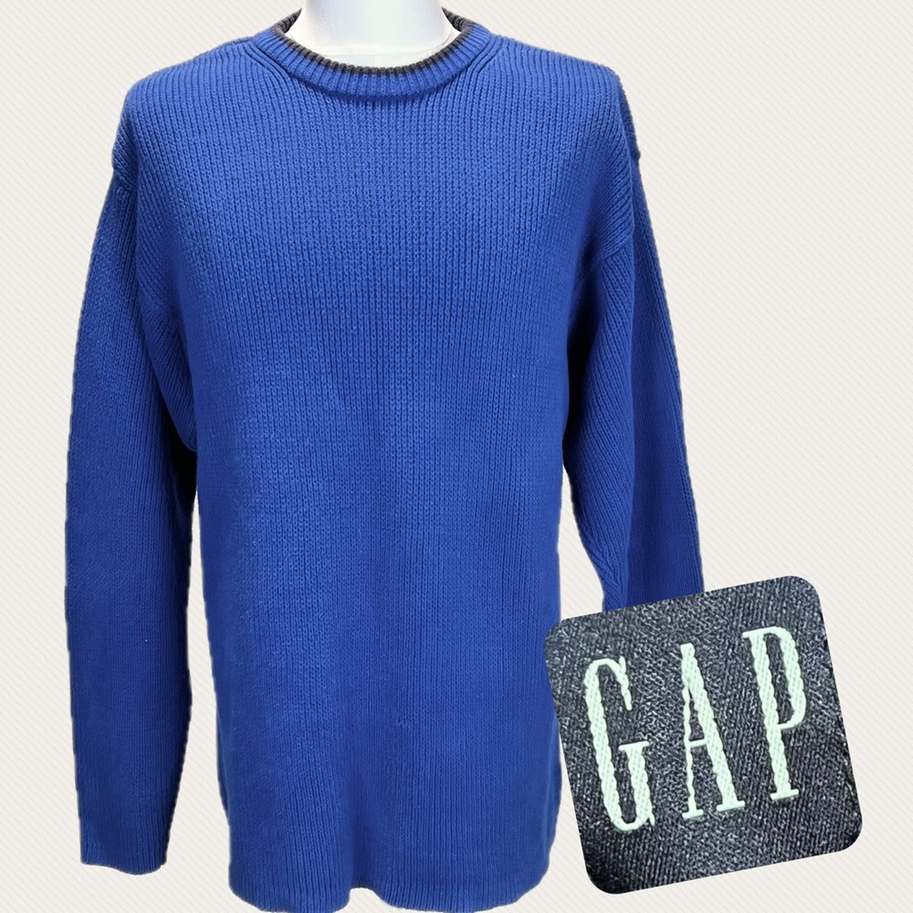 VINTAGE 90s GAP men’s chunky heavy knit sweater 100% cotton crewneck unisex XL